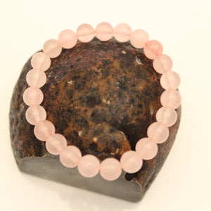 Pink Ebony Bracelet Set - Rhodonite, Rose Quartz, Black Onyx